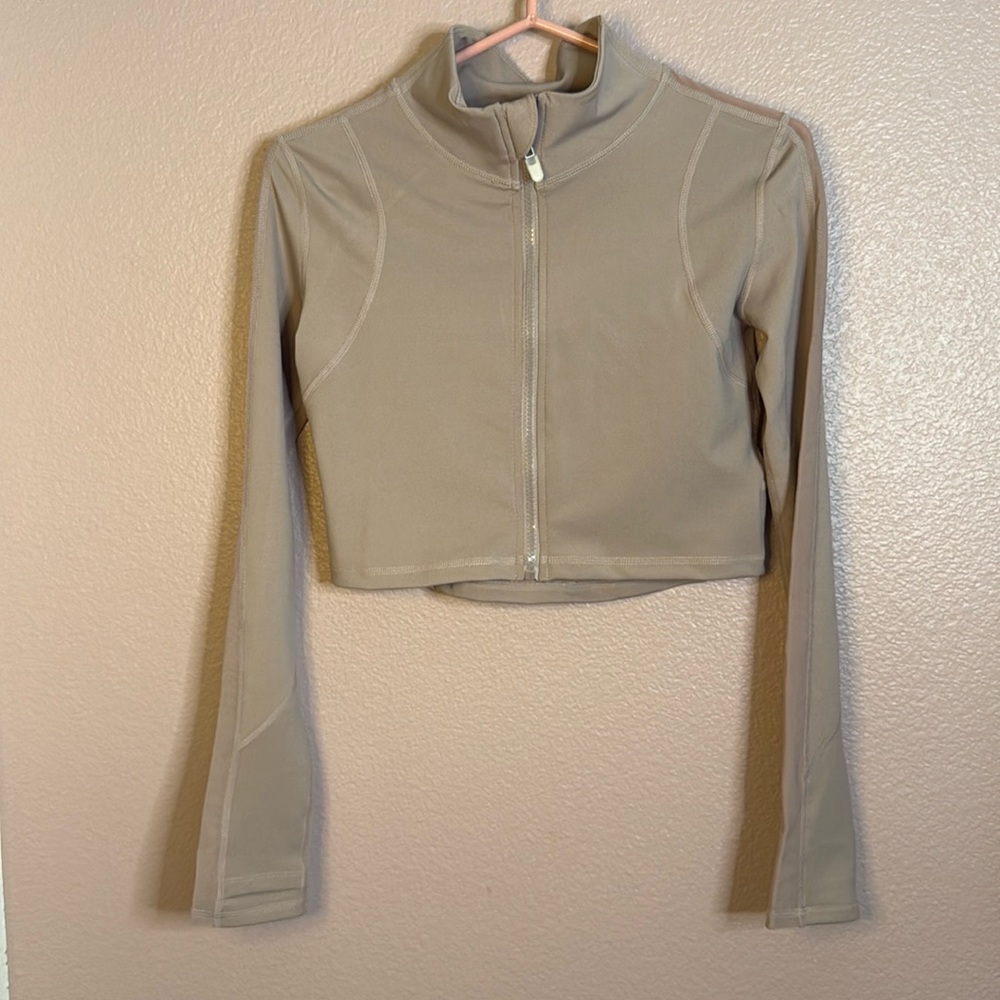LA Society Cropped Athletic Mesh Zip-Up Jacket